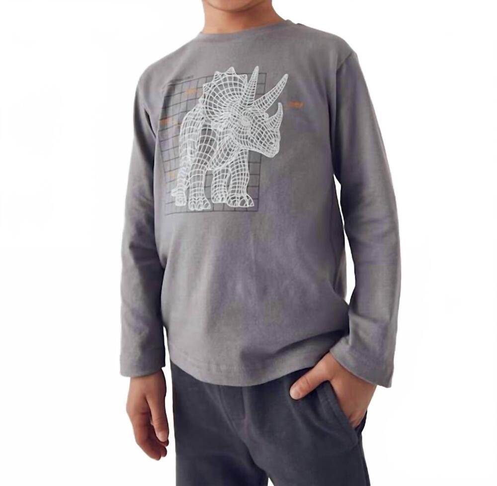 NEW MAYORAL boys glow-in-the-dark dino long sleeve tee in grey